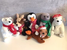 Coca-Cola Christmas Beanie Plush Lot of 6 Vintage NWT 1998