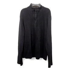 Hugo Boss Mens Piceno 1/4 Snap Black Cotton Knit Collared Grandpa Sweater Size M
