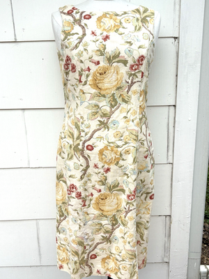laura ashley linen blend dress VTG Laura Ashley Floral Sheath Dress Linen Blend Sz 8 Cottagecore Shabby  Chic