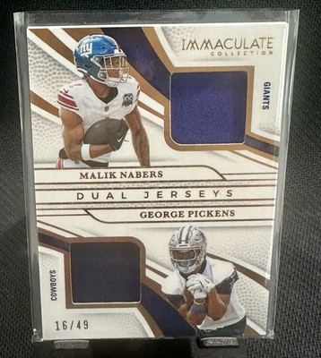 2025 Panini Immaculate Malik Nabers George Pickens Dual Jerseys 16 /49