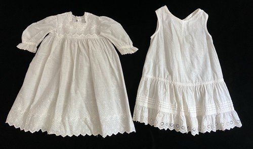 Antique Vintage Baby Christening Gown Dress & Slip Homemade Swedish VGC