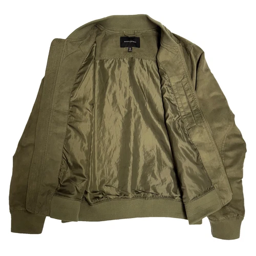 Banana Republic Men’s M Bomber Jacket Faux Vegan Suede Full Zip Pockets Green image 9