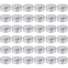 Moretoes 36pcs Tin, 4oz Metal Round Tins, Aluminum Empty Candle Tins with Scr...