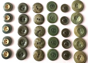 30 Vintage Vegetable Ivory Buttons - 6 Sets - Shades of Green - Many Carved