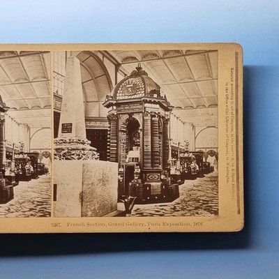 Große Ausstellung Stereoview um 1878 Echtfoto Frankreich französische Textilien Ausstellungshalle