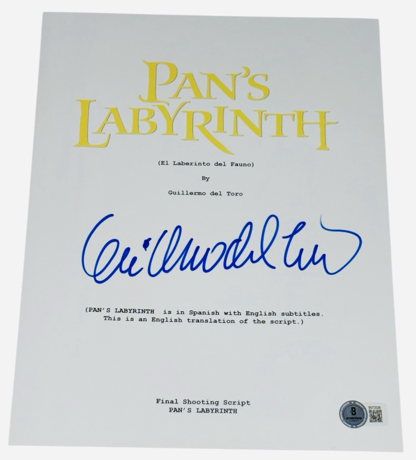 Guillermo del Toro Signed Autograph Pan's Labyrinth Script Screenplay Beckett
