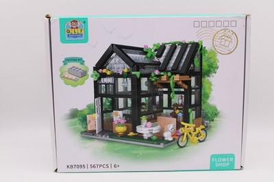 QLT Dream Cottage Flower Shop KB7095 Building Block Set LED Lighting greenhouse