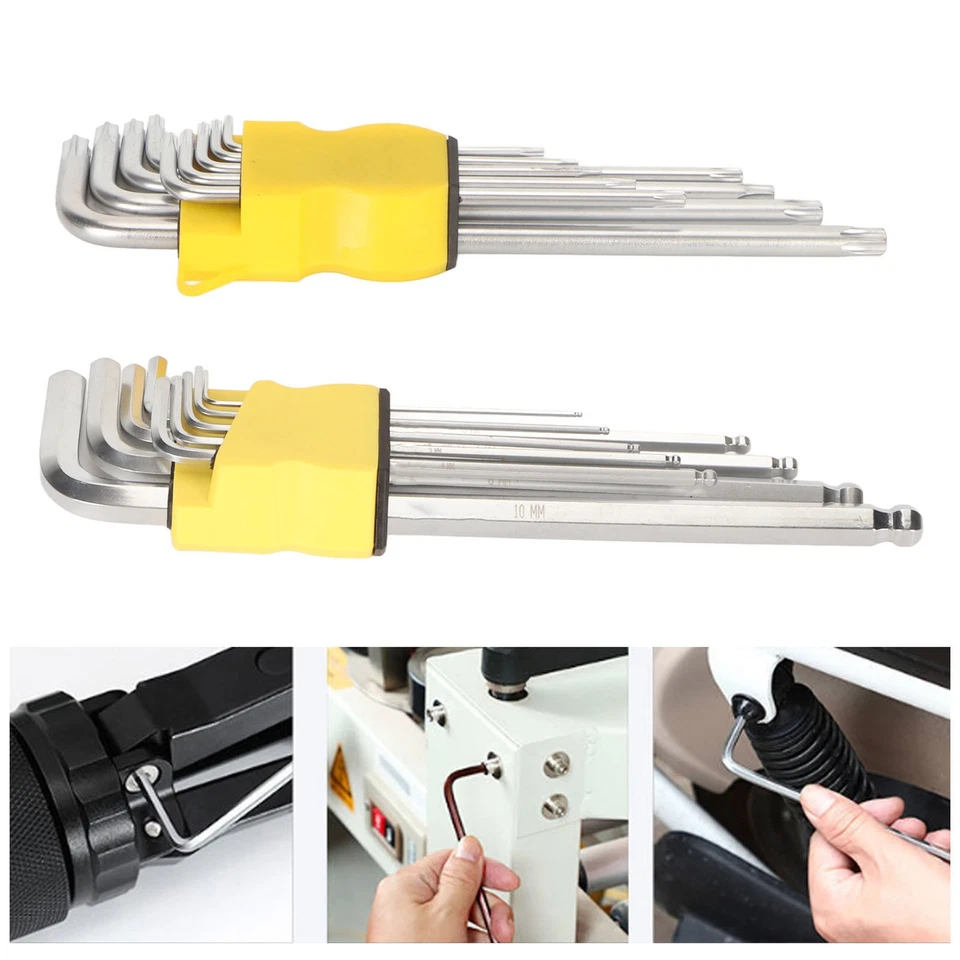 18x Hex Wrench Set Right Angle Long Arm Hex Key Wrench Set With Ball Endin Metri - Image 2 of 4