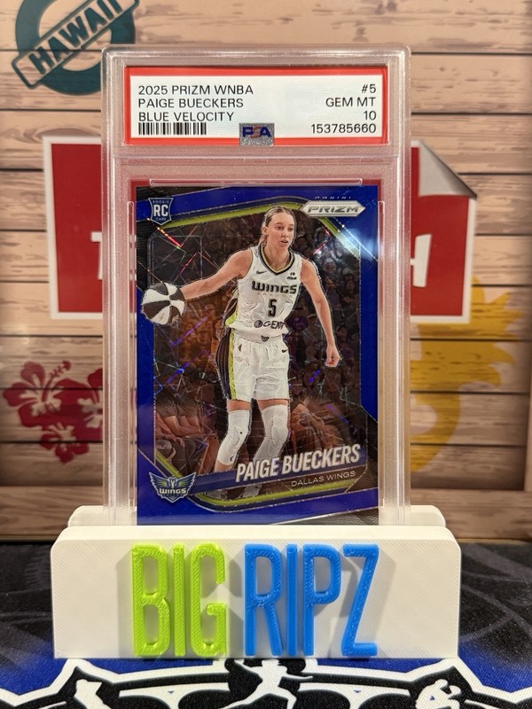 Paige Bueckers 2025 Prizm WNBA #5 Rookie Blue Velocity Wings | PSA 10 Gem Mint