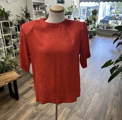 Vintage Claudia & Marc 100% Silk Blouse, Beautiful Red, Funky Vintage