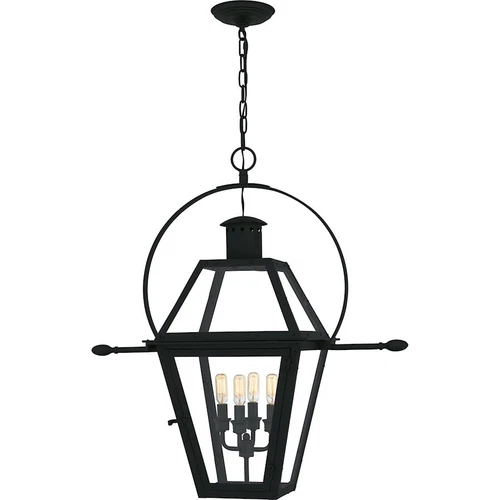 Quoizel Rue De Royal 4Lt Outdoor Lantern, Black/Clear/Tempering - RO1914EK - Picture 1 of 1