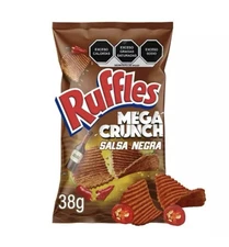 5X RUFFLES MEGA CRUNCH SALSA NEGRA - SABRITAS MEXICANAS (5 Paquetes de 38g c/u)