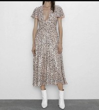 **NUOVO CON ETICHETTE** MAXI ABITO LUNGO ZARA ROSA EDIZIONE LIMITATA PAILLETTES APPLICAZIONI TAGLIA S