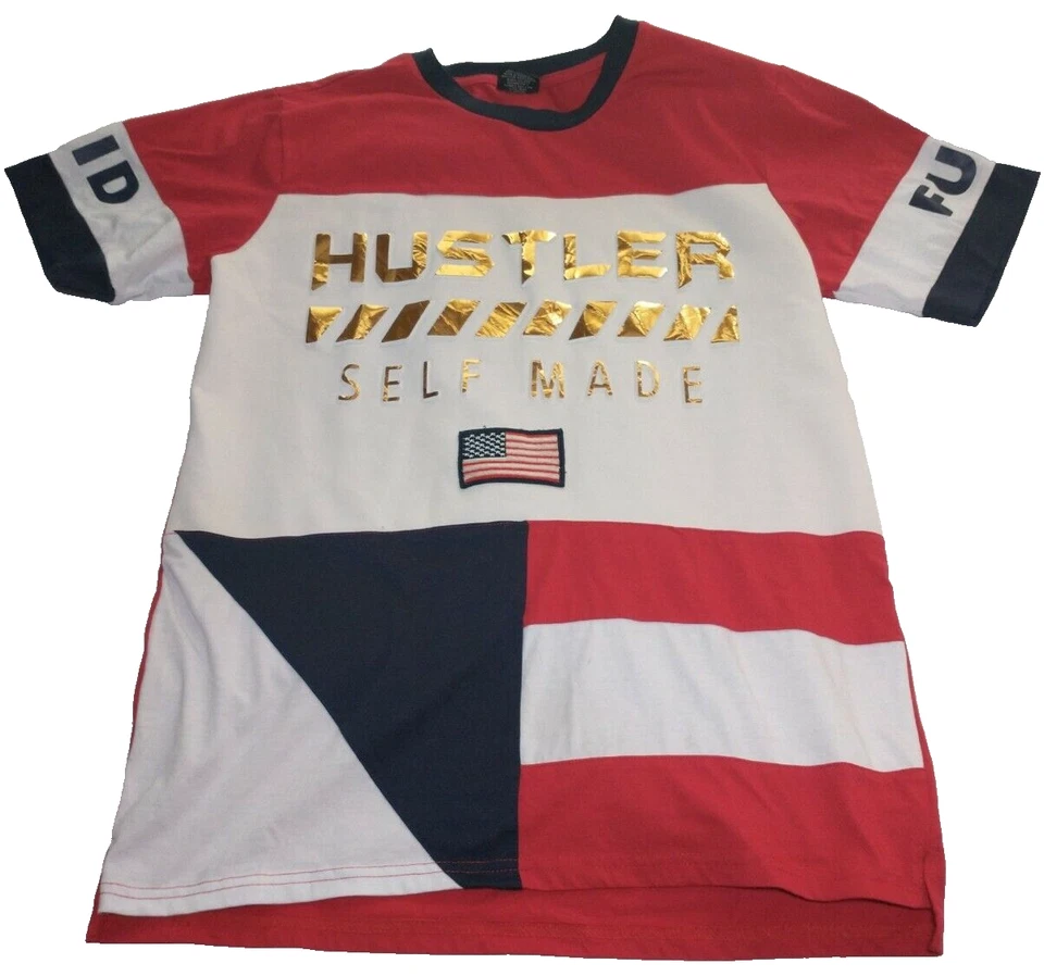 Camisa mediana HUSTLER AUTOHECHA para hombre diamante $tash EE. UU. Hip Hop Supreme Savage Foto 2 de 4
