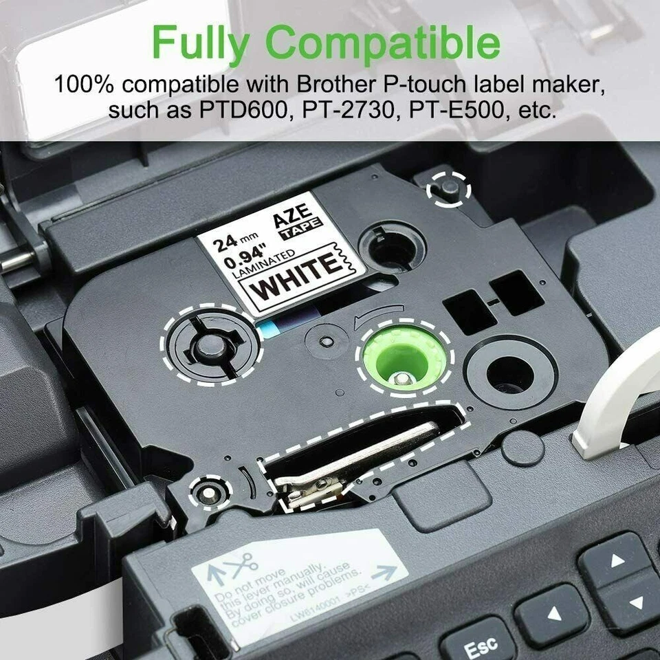 5PK Label Tape for Brother P-Touch TZ-251 TZe-251 1" 24mm Label Maker PT-D600 - Image 3 of 4