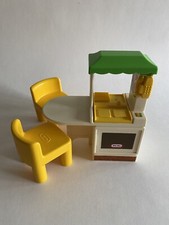 Vintage Little Tikes Dollhouse Kitchen Stove Sink Island And 2 Chairs