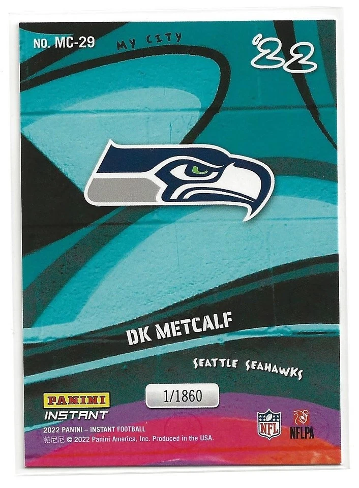2022 Panini Instant DK Metcalf My City Limited Print Card /1860 - Image 2 of 2