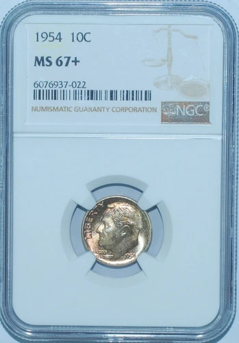 1954 NGC MS67+ Roosevelt Silver Dime