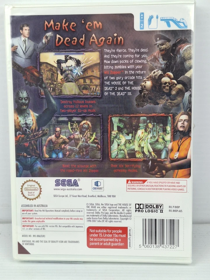 THE HOUSE OF THE DEAD 2 & 3 RETURN NINTENDO WII - NEW & SEALED - OZ SELLER - Image 2 of 2