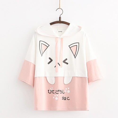 Pull à capuche Super Kawaii Cat Japonais Kpop Harajuku Vêtements Style Anime - Photo 7/18