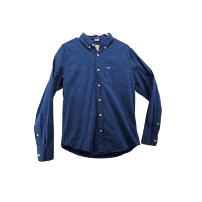 HOLLISTER Shirt Men Long Sleeve Stretch Oxford Collared Cotton