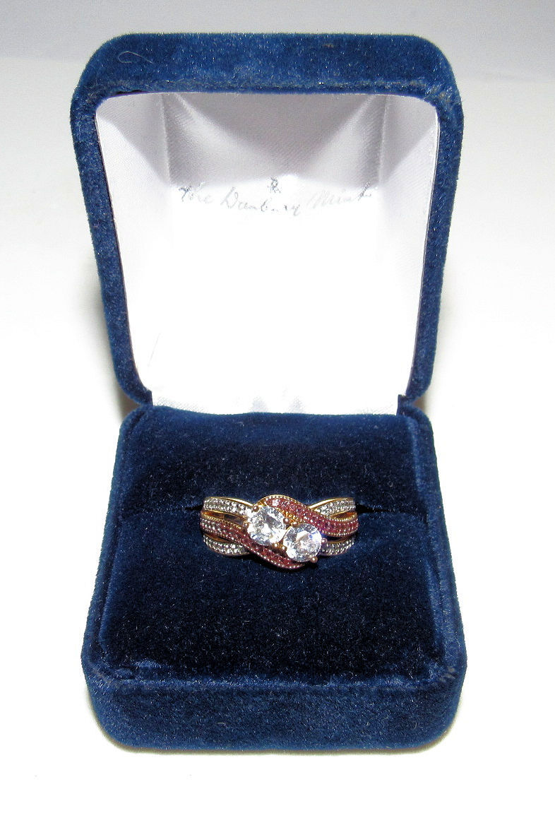 Danbury Mint You & Me Eternally Ring Mocha Diamonisse Gold Tone
