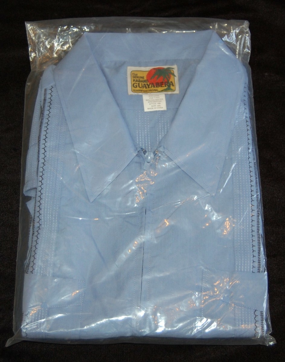ミュージシャン buddix Guayabera Zip SS FANTASTICS NEW Vintage Blue Genuine Guayabera Zip Shirt Haband Embroidered