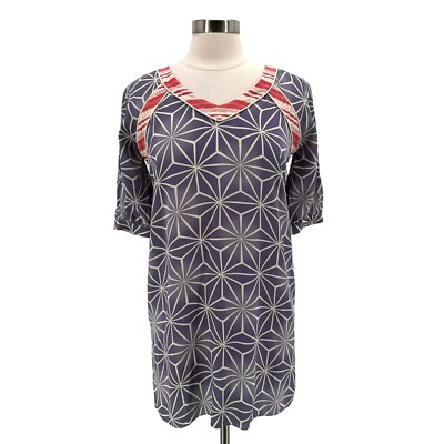 Geren Ford Silk Boho Blue Red Tunic Dress Womens Medium