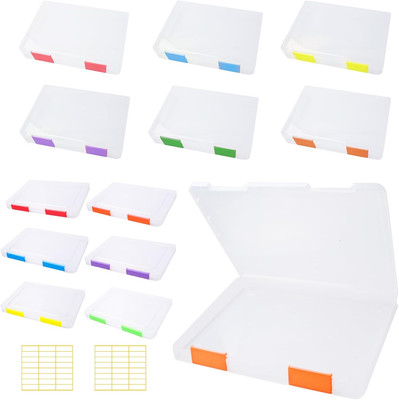 12 Pcs Clear A4 A5 File Box Document Plastic Storage Box with 48 Labels File Hol