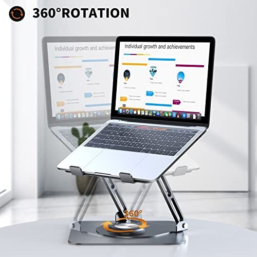Adjustable 360° Rotating Grey Laptop Stand for Desk  