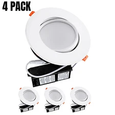 4 Pack 13.5W 6 Inch Dimmable Slim Gimbal LED Recessed Light, CRI90