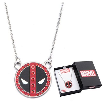 Deadpool Logo * Pendant Necklace * Stainless Steel with Gems New Marvel Comics