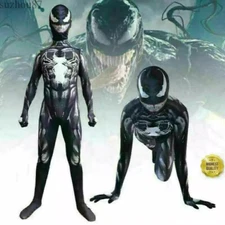 2025 Venom 3 Jumpsuit Kids Cosplay Costume Spider-Man Halloween Spandex Bodysuit