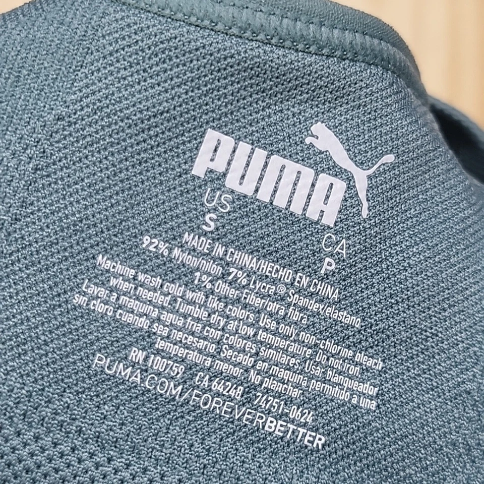 Sujetador deportivo sin costuras Puma para mujer copas extraíbles sujetador inalámbrico talla pequeña verde azulado Foto 4 de 4