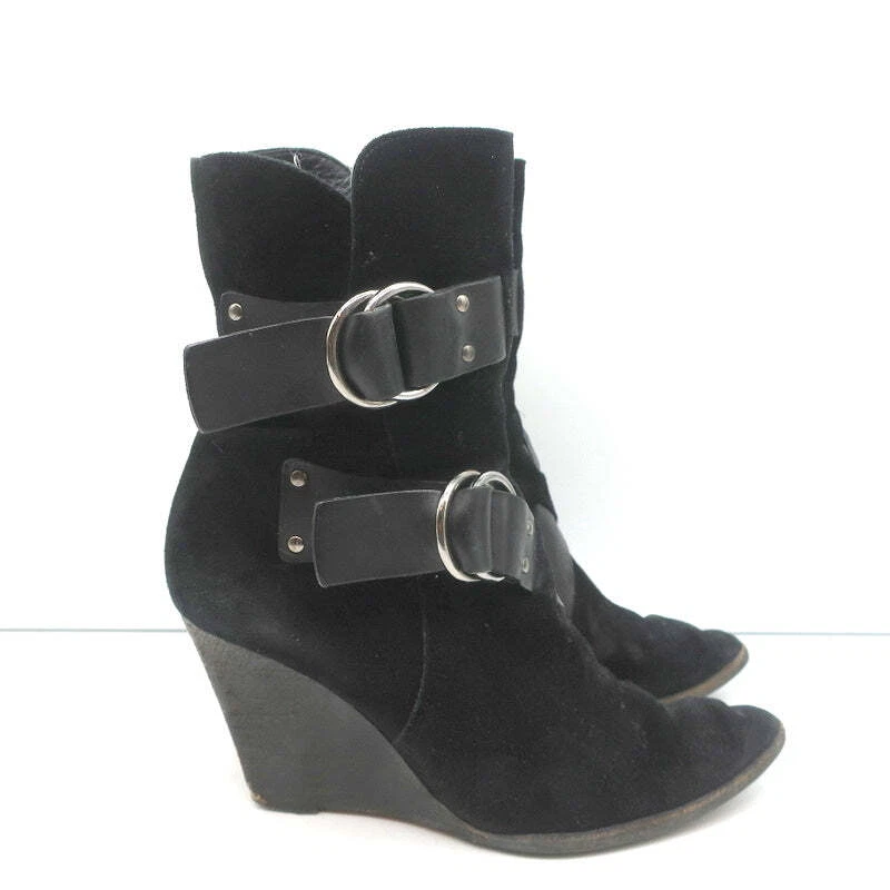 Givenchy на танкетке ботильоны черный с пряжкой замши размер 36,5 заостренный носок - Изображение 2 из 4