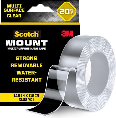 Scotch-Mount Multi-Purpose Gel Tape 1.18 in. x 9.8 ft, Nano Tape