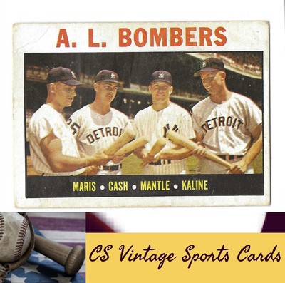 1964 Topps #331 A.L. Bombers (Mantle/Maris/Cash/Kaline) CREASE