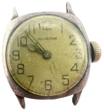 Antique 20s Cushion Case Manual Wind Sterling Hamilton Watch