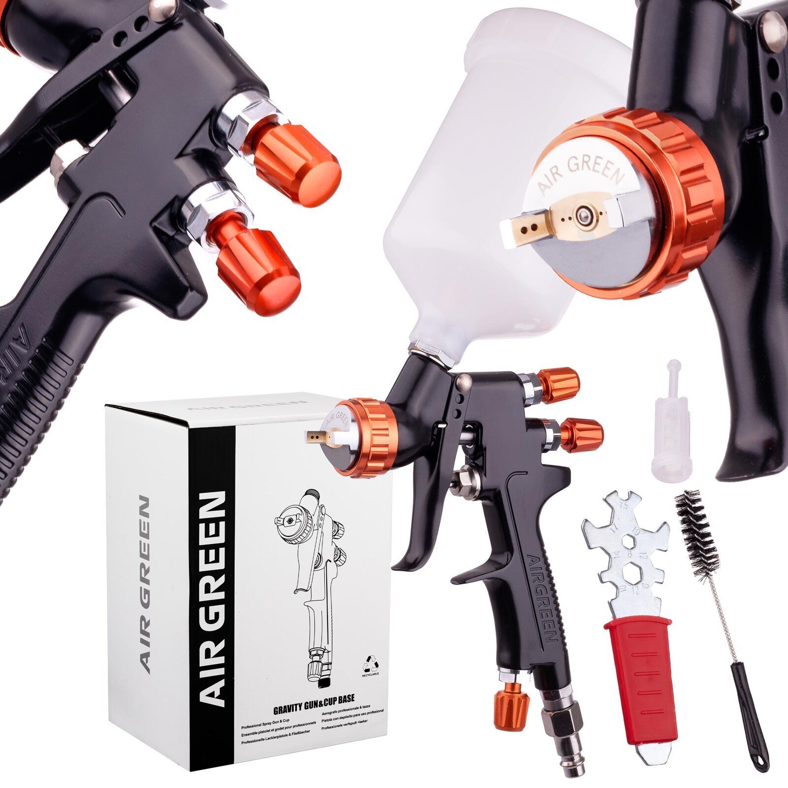 Pistola per verniciatura con ugello HVLP da 2,0 mm serbatoio 600 ml pistola...