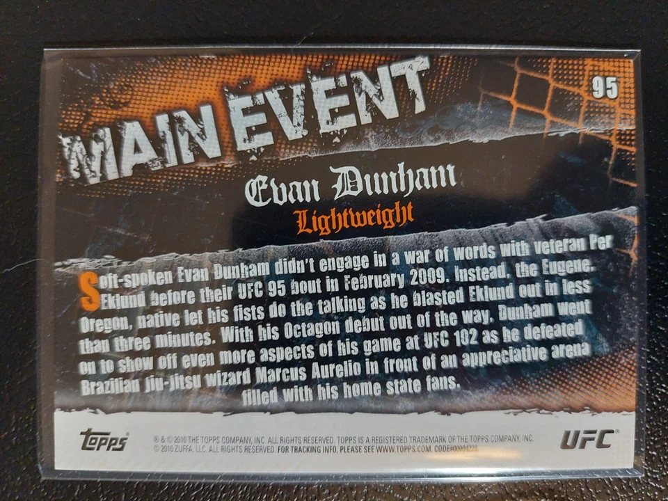 Evan Dunham #95 2010 UFC Main Event Thick Gold Parallel - Image 2 of 2