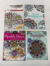 4 Adult Coloring Book Mandala Geometrical Designs Stress Relief Relaxation Color