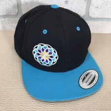 The Classics Yupoong Snapback Hat Cap Kaleidoscope Mandala Black Blue Wing Back