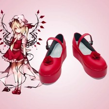 Anime Touhou Project Flandre Scarlet Platform Shoes Cosplay Props Red PU Shoes