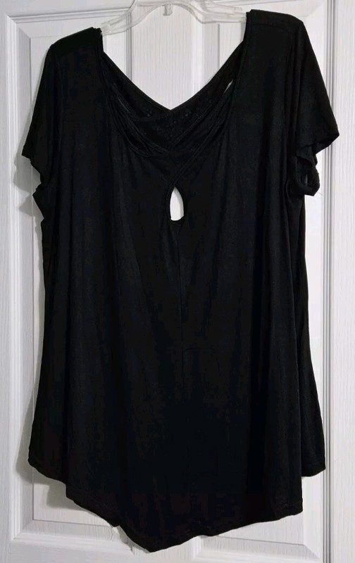 Black Key Hole Front Blouse, Size 18,  Nextmia, Back Has Silver Gems, Great Cond