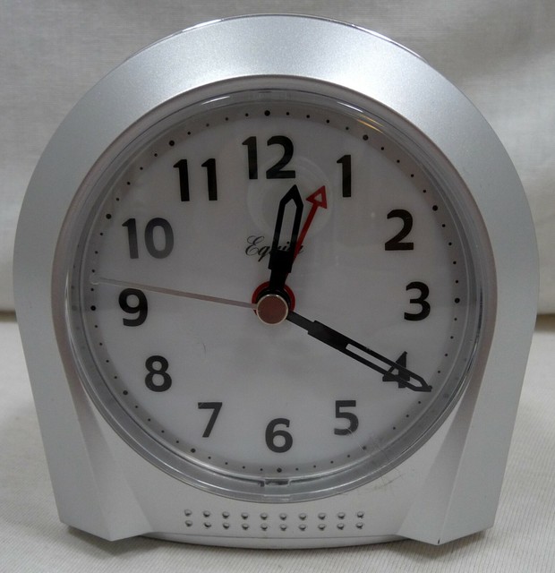 Equity Silver Silent Sweep Analog Alarm Clock Backlight Battery