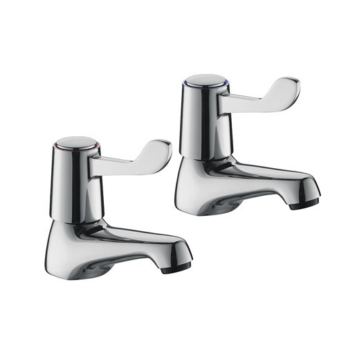 Pair Of Traditional Contract Lever Basin Taps Chrome WRAS Approved