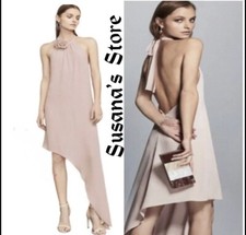 NWT BCBG MAXAZRIA SIZE 4 TEA ROSE DEBORAH ASYMMETRICAL HALTER DRESS MSRP 248