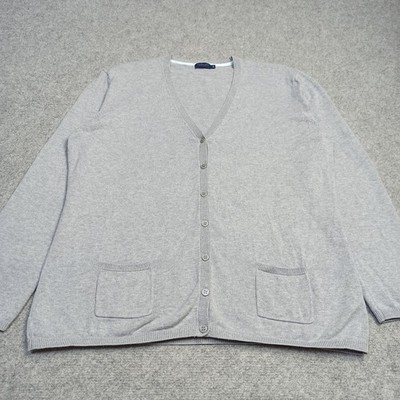 Darling Harbour Damen Strickjacke 2XL Grau Baumwolle Knopfleiste Taschen
