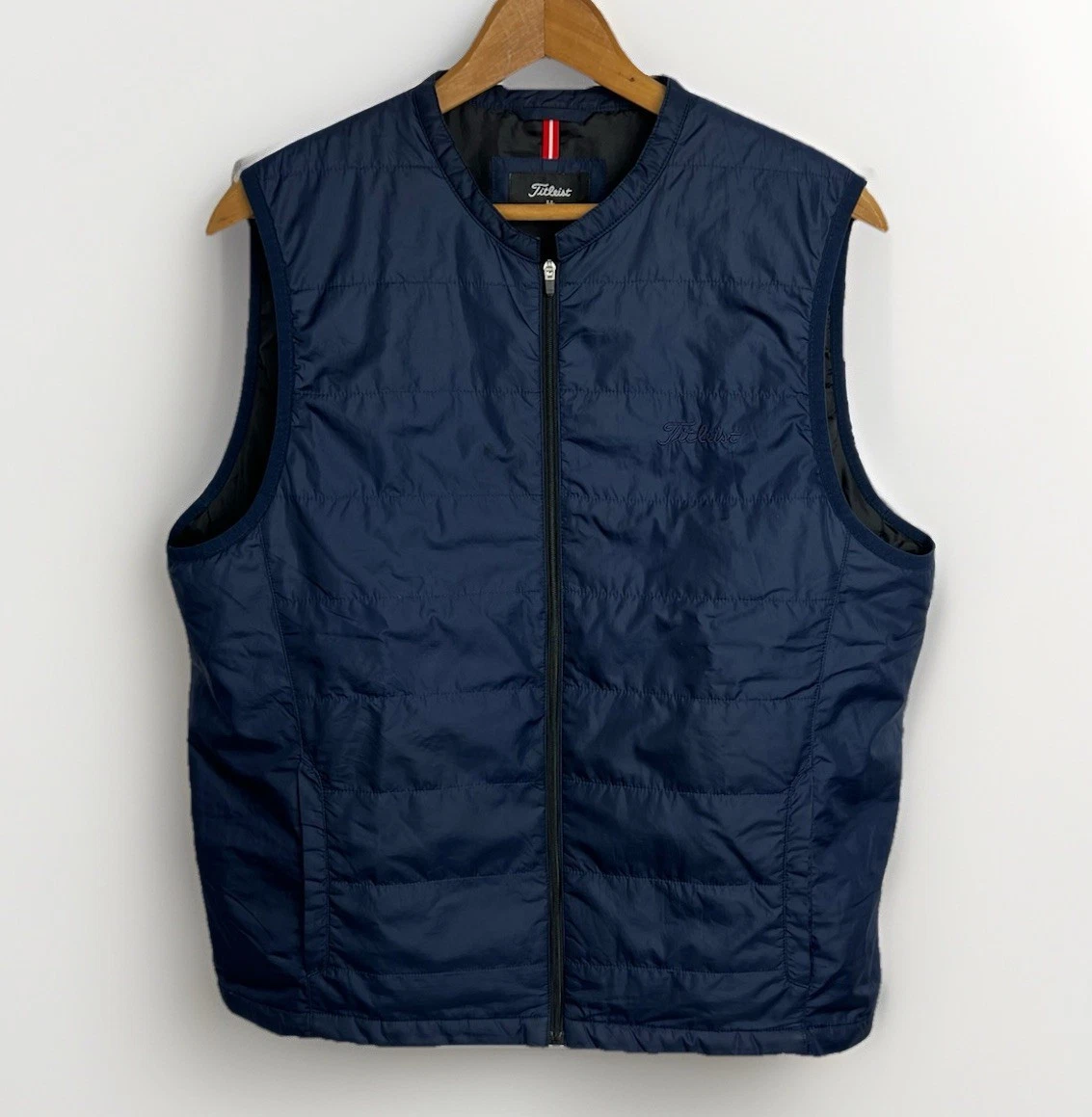 Titleist Japan Men's L Lightweight Quilted Full-Zip Golf Vest Insulated Navy EUC