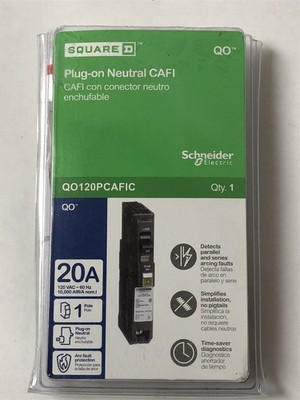 Square D By Schneider Electric Breaker 20A Cafci 1 Pole QO120PCAFIC